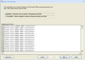 Access: Export Delimited